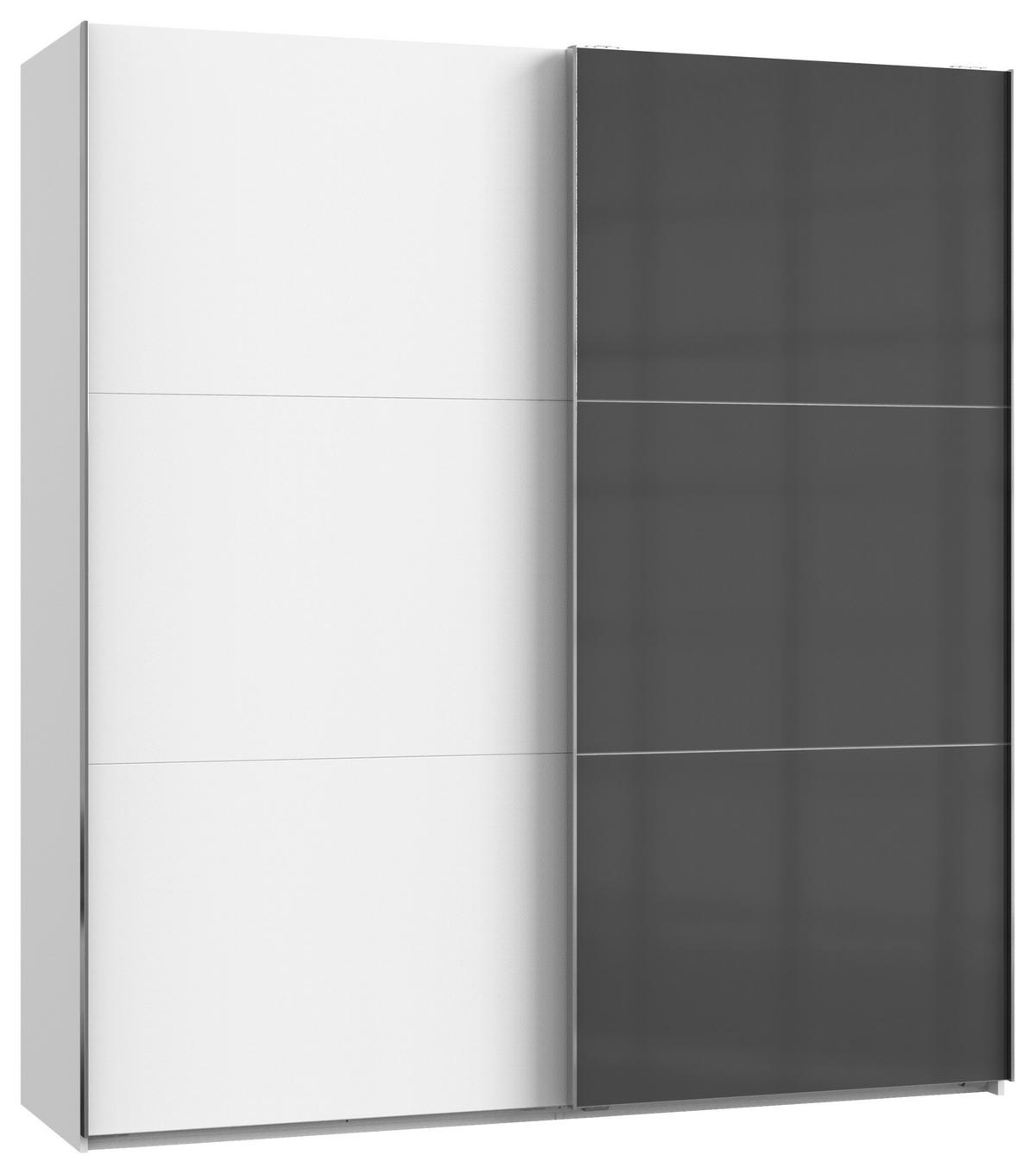 Schwebetürenschrank B: 200 Cm Level Grau/weiß - Weiß/Grau, MODERN, Holzwerkstoff (200/216/65cm) - MID.YOU