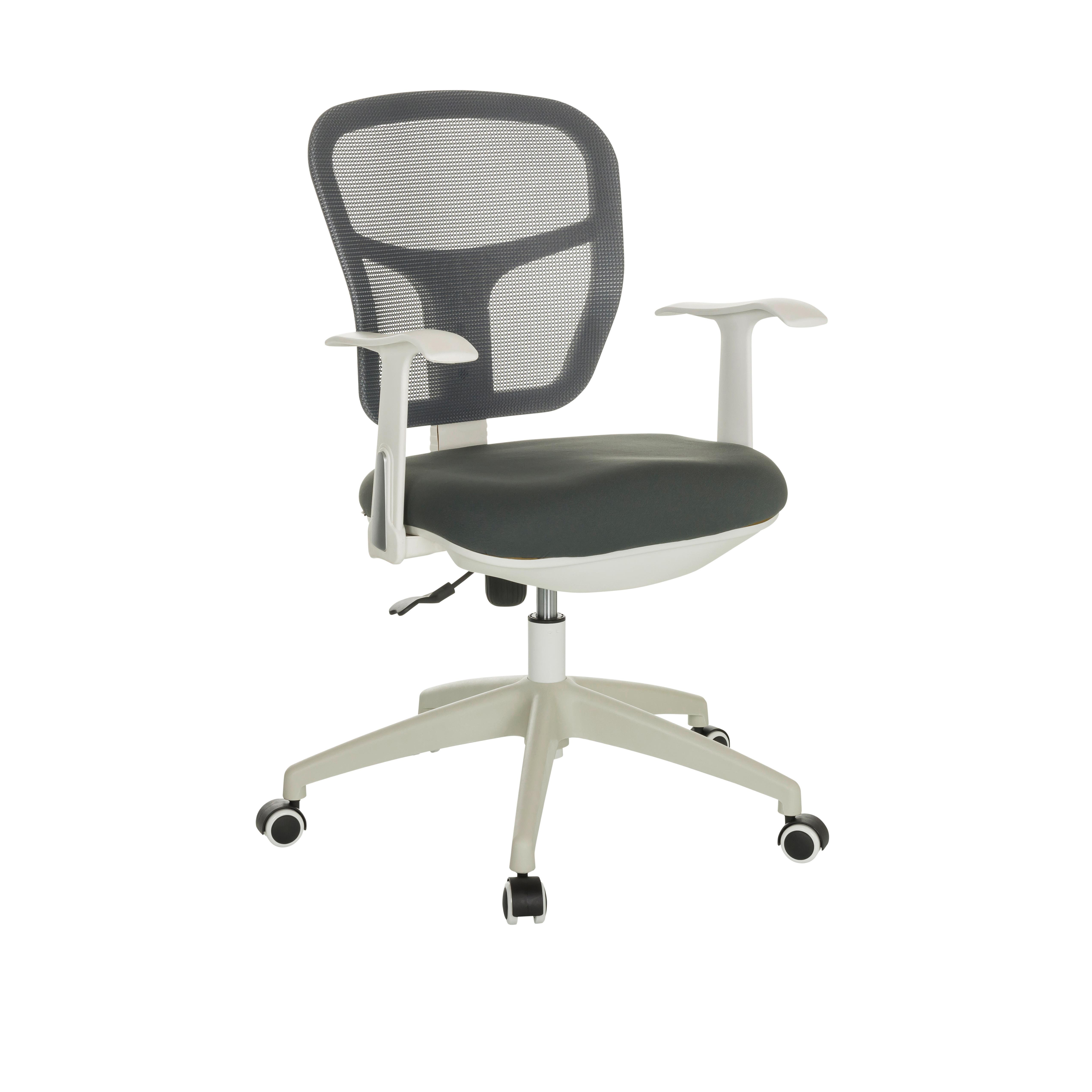 Drehstuhl Top 108 W - Weiß/Grau, Basics, Kunststoff/Textil (68/90-97/68cm) - MID.YOU