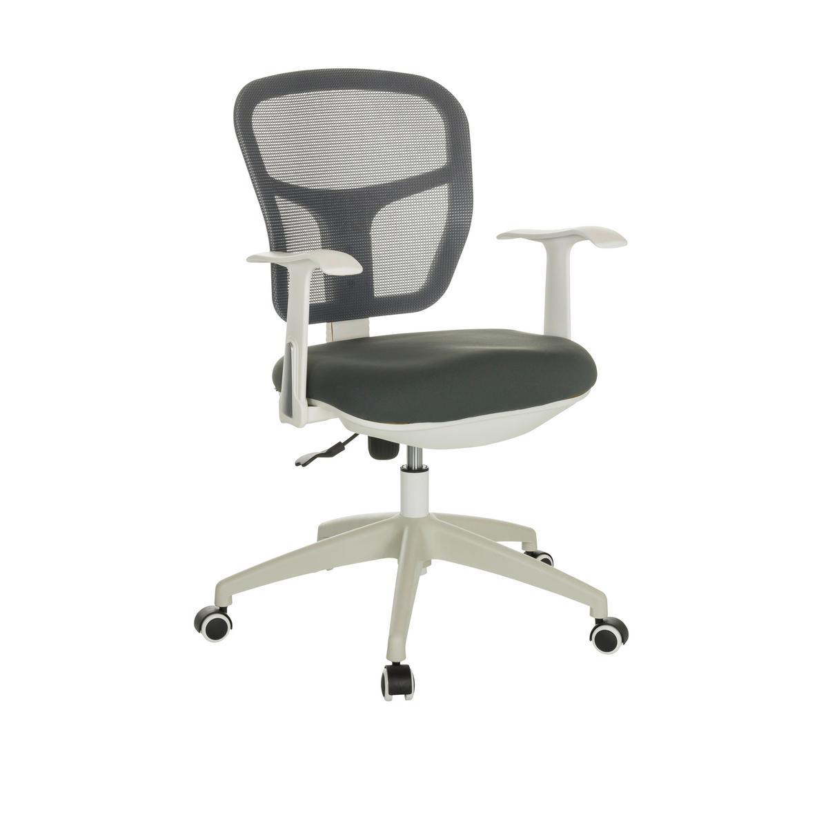 Drehstuhl Top 108 W - Weiß/Grau, Basics, Kunststoff/Textil (68/90-97/68cm) - MID.YOU