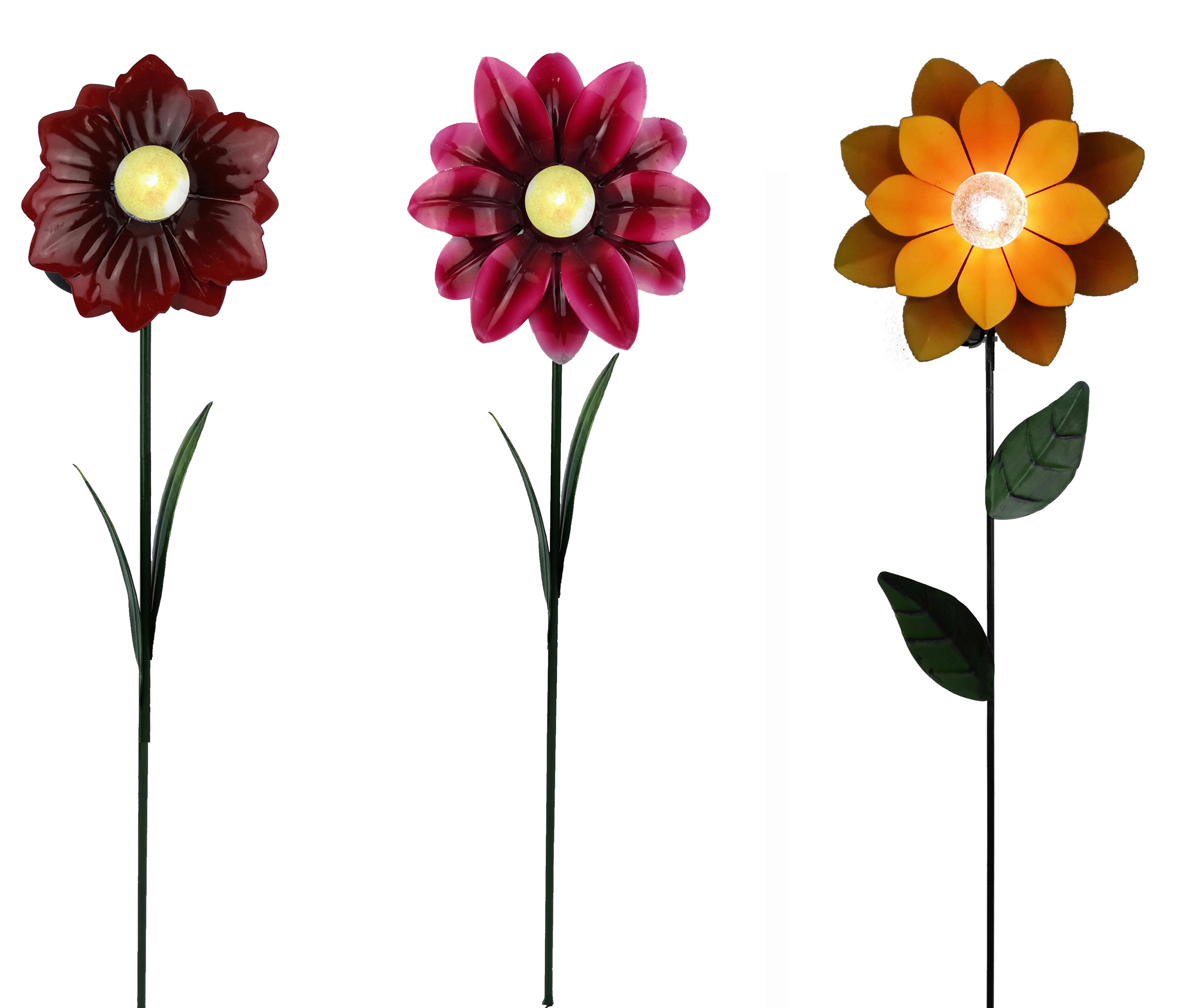 Solarleuchte Multicolor Blume H: 49,5cm - Lila/Rot, KONVENTIONELL, Metall (11/6/49,5cm) - Homezone