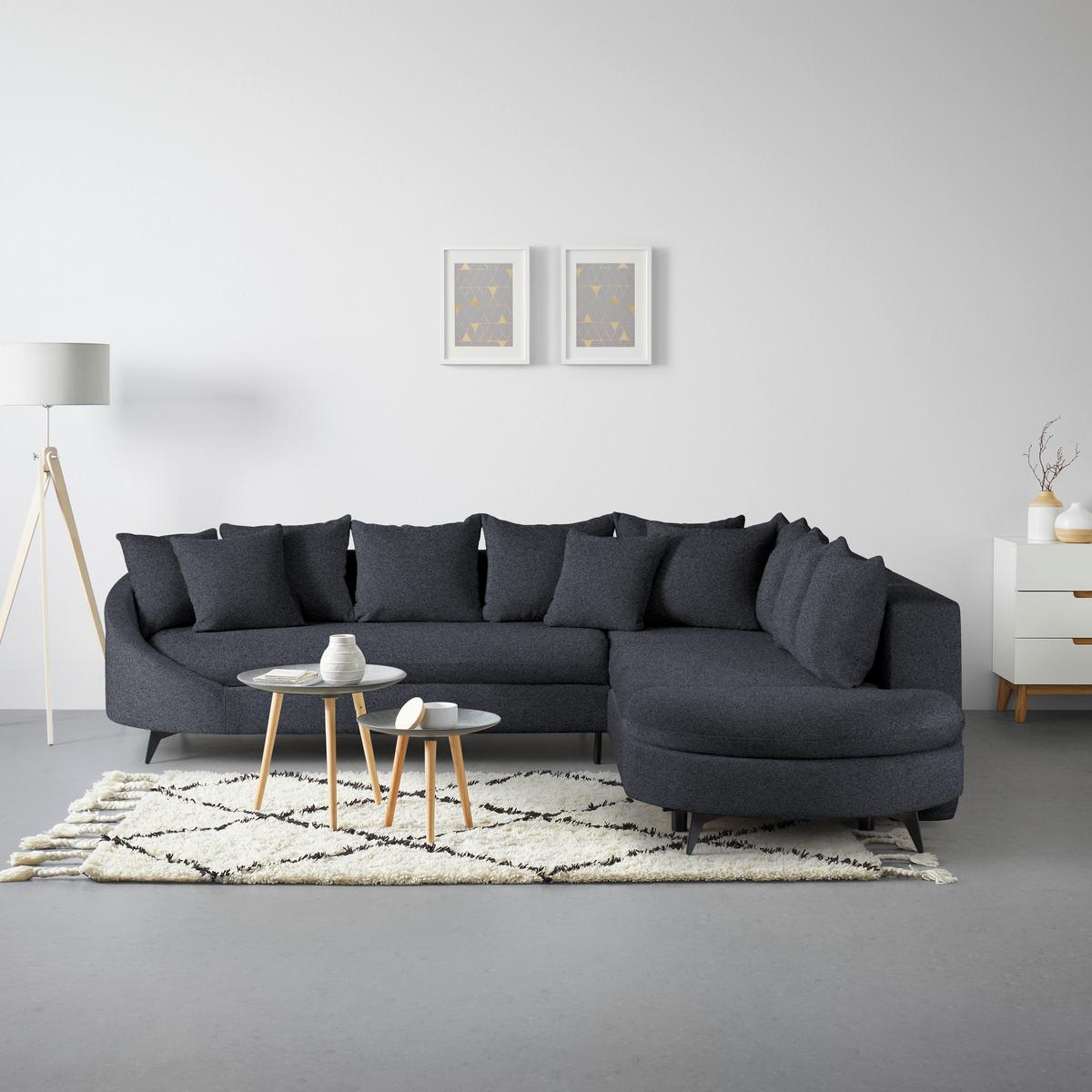 Rohová sedačka AXEL, pravá, tmavě šedá tkanina - černá/tmavě šedá, Moderní, kov/textil (291/250cm) - Mömax