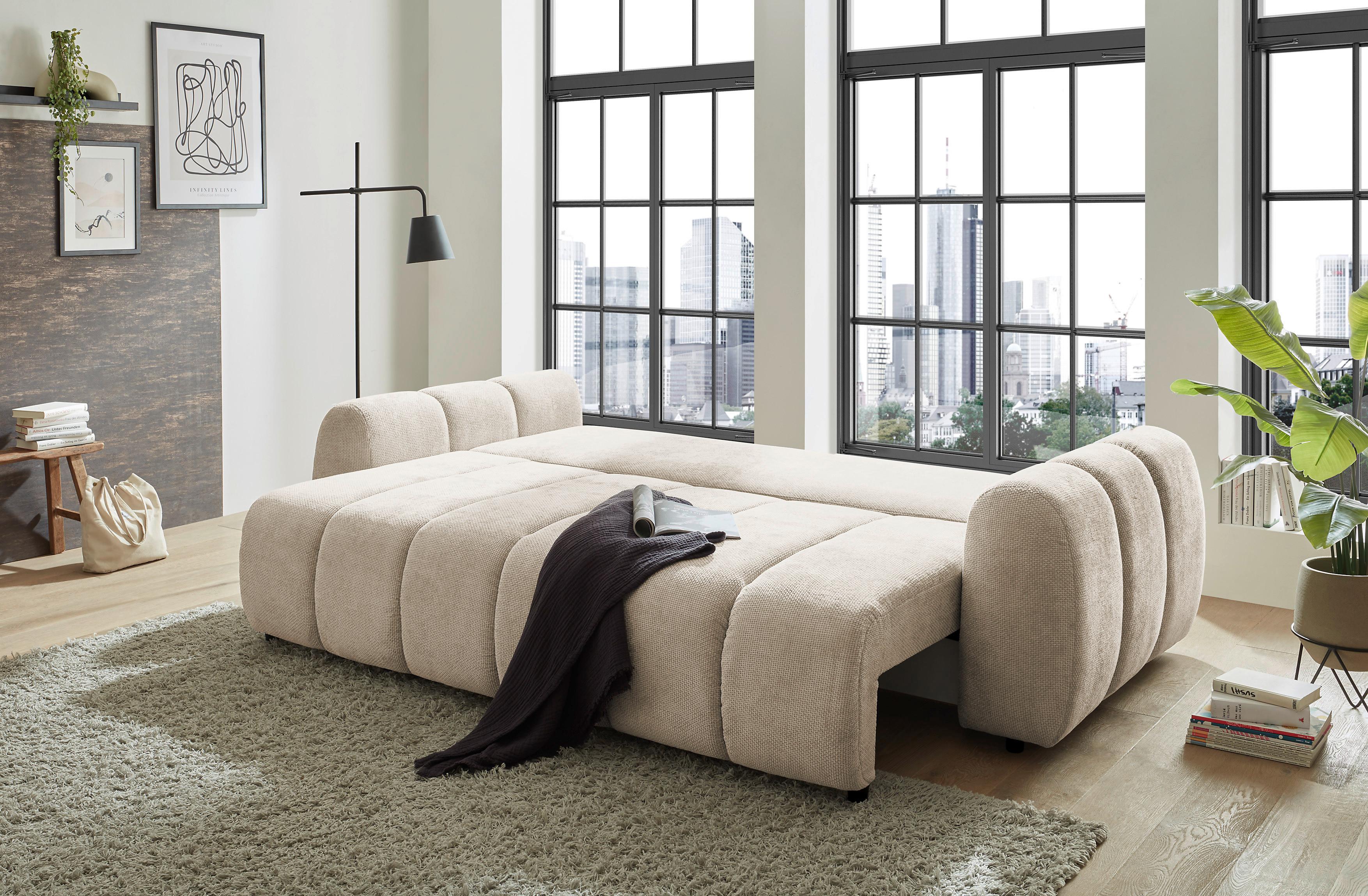 Schlafsofa Bubble Beige B: 256 Cm - Beige/Schwarz, Design, Textil (256/76/112cm) - MID.YOU