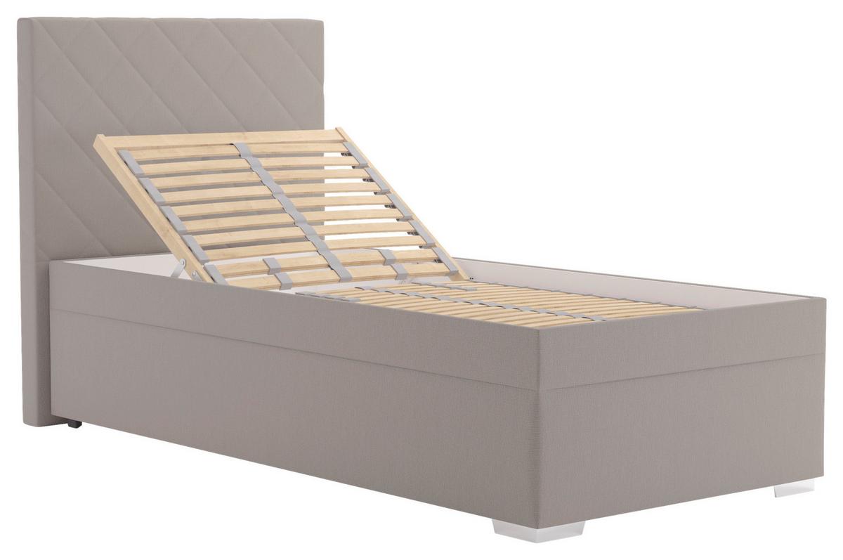 Čalúnená posteľ KLARA 90/200cm, cappuccino - cappuccino/chrómová, Modern, drevo/textil (90/200cm)