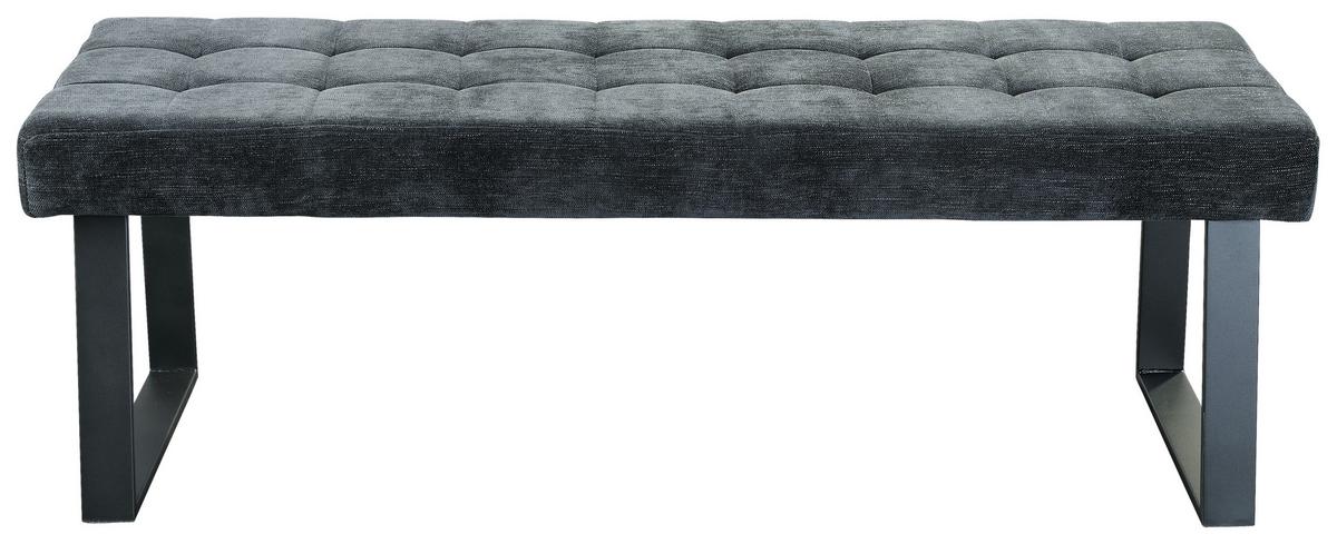 Sitzbank Brekke - Dunkelgrau/Schwarz, MODERN, Textil/Metall (140/49/48cm) - MID.YOU