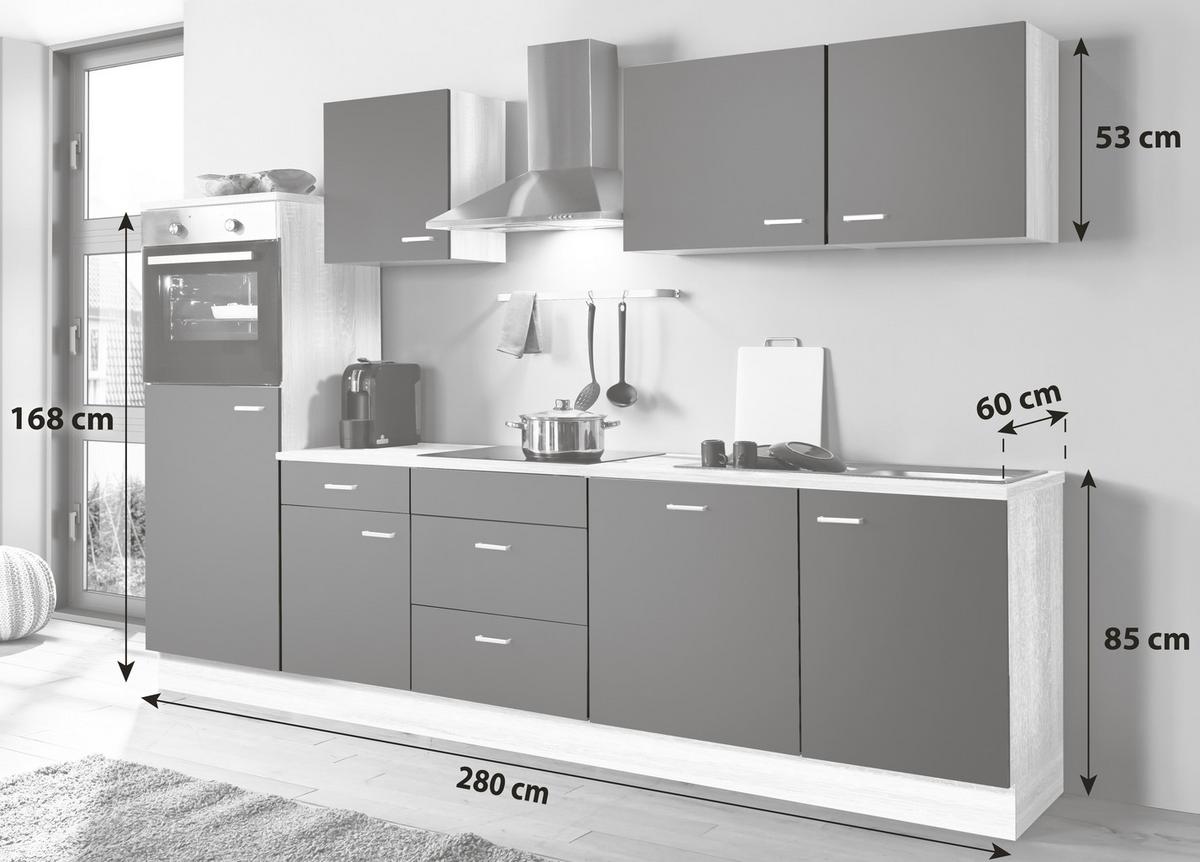 Küchenblock Classic Küchenblock - Dunkelbraun/Sonoma Eiche, KONVENTIONELL, Holzwerkstoff (280cm) - Menke