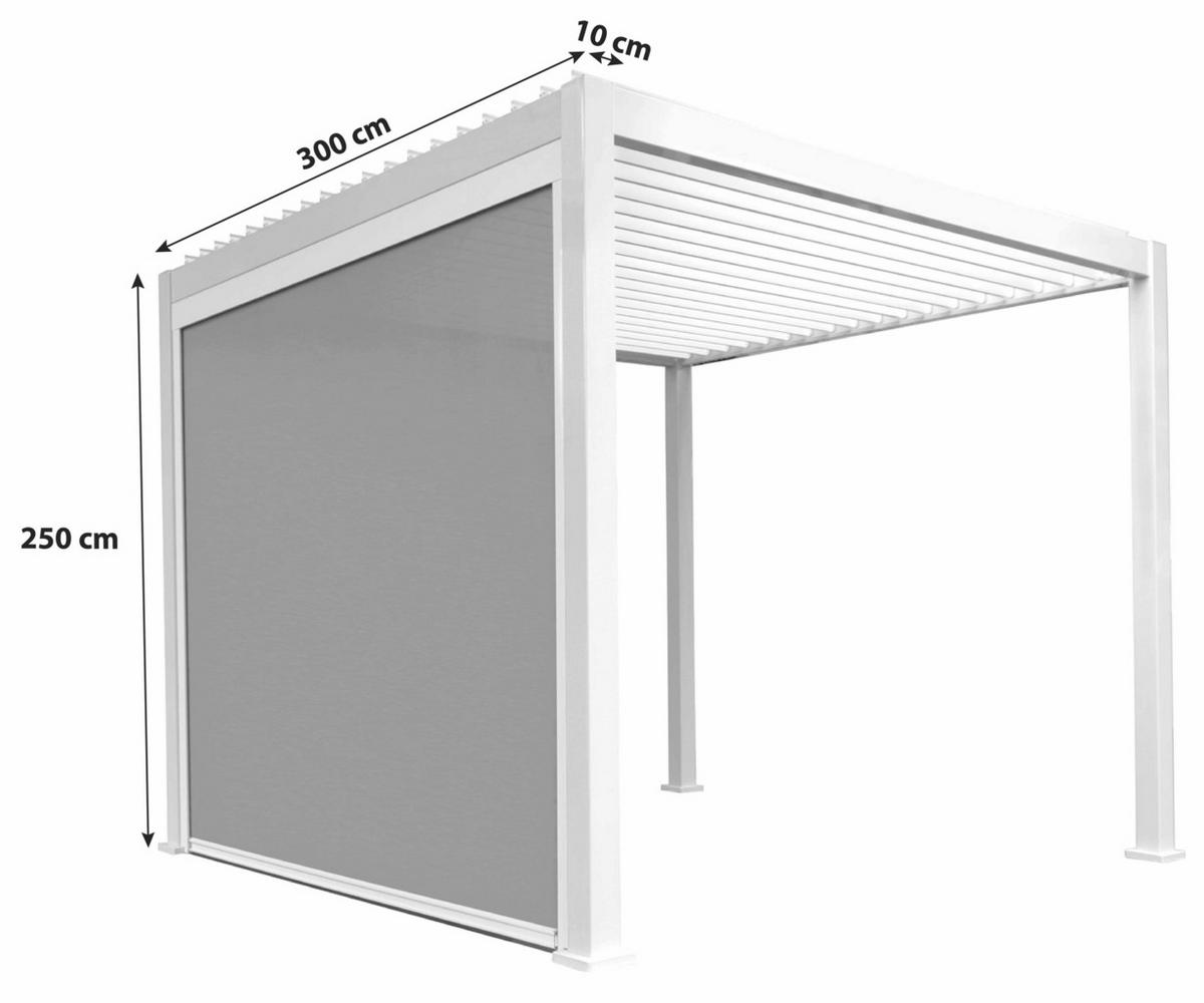 Pergola Deluxe Classic Rollo 300cm Weiss - Weiß/Grau, MODERN, Textil/Metall (300/250/10cm) - Gardenson