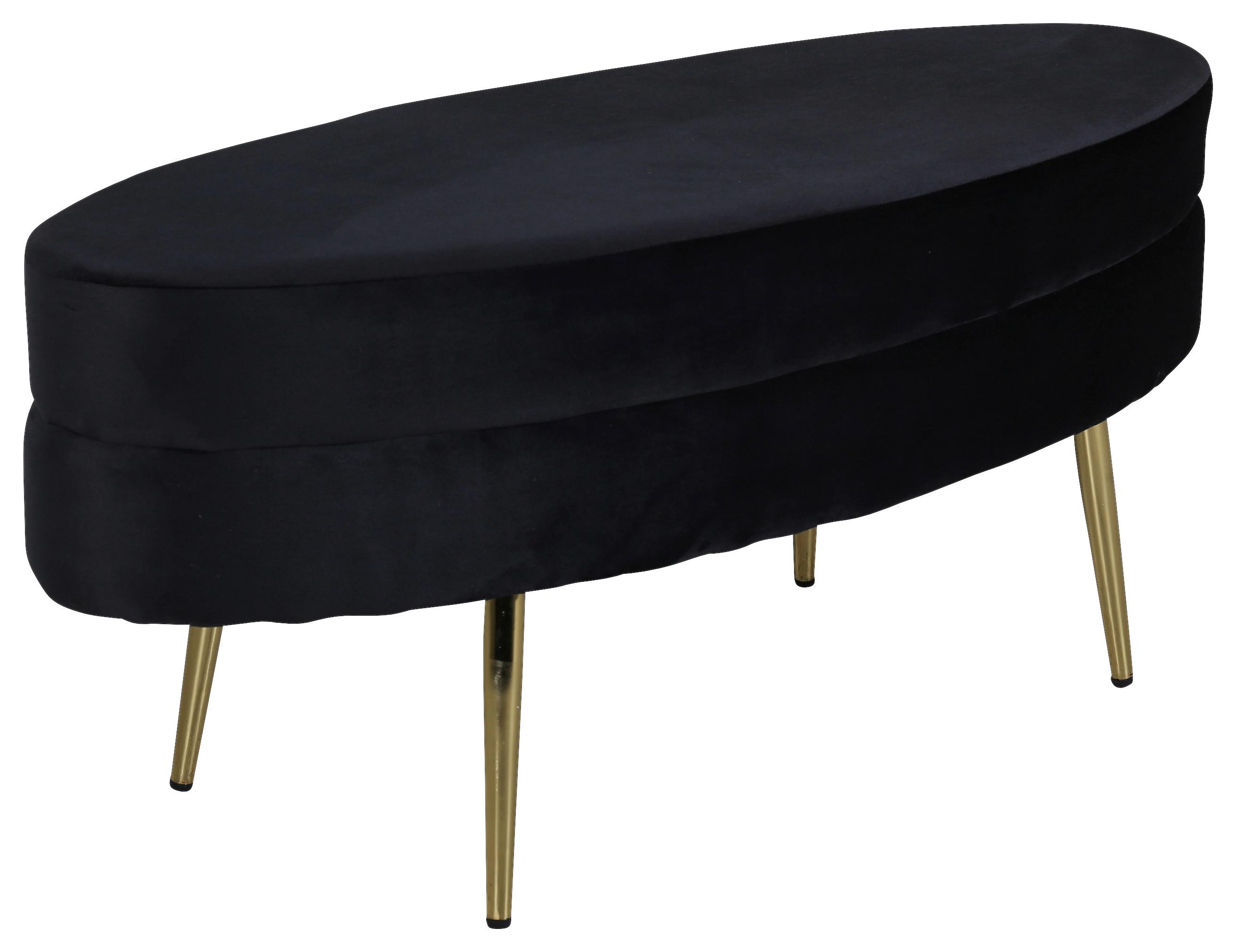 Hockerbank Otto - Goldfarben/Schwarz, Design, Textil/Metall (100/41/40cm) - Livetastic