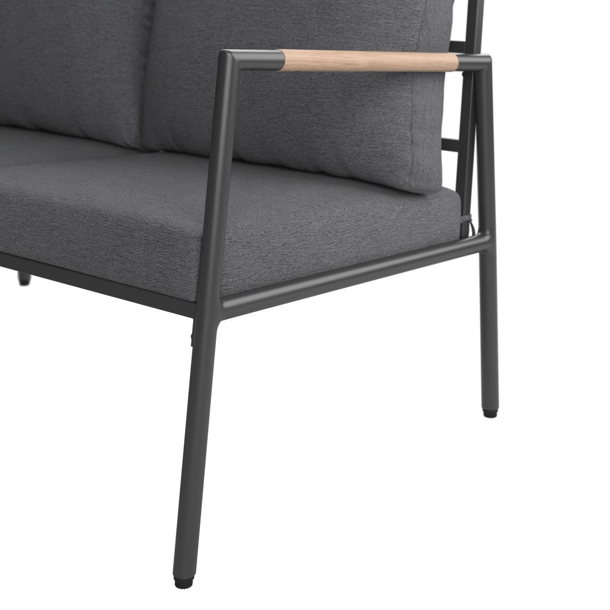 Loungegarnitur Aruba - Dunkelgrau/Anthrazit, MODERN, Holz/Textil (100/39/52cm) - Beldano