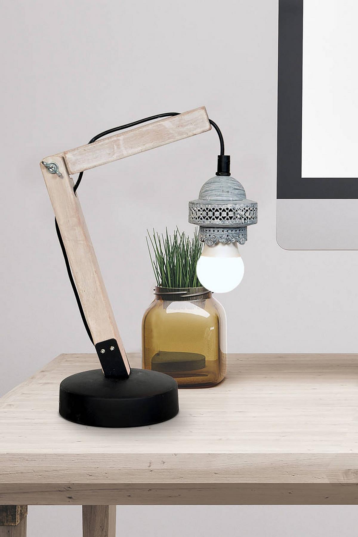 Tischlampe Rossa Grau/ Braun/schwarz - Trend (16/13/38,5cm) - Kayoom