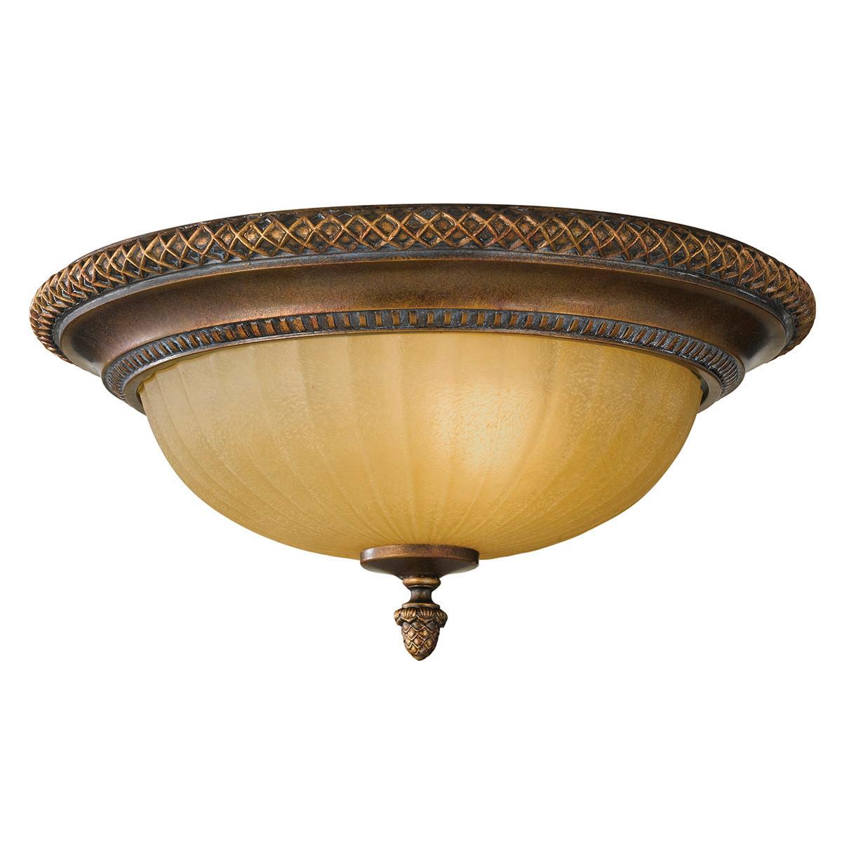Deckenleuchte Kelham Hall Ø 34,3 cm 2-Flammig Antik - Goldfarben/Bronzefarben, Natur, Glas/Metall (34.3/17.8cm) - Elstead Lighting