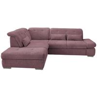 Ecksofa mit Schlaffunktion Dalida Brombeere Chenille - Chromfarben/Brombeere, Design, Textil (254/280cm) - Livetastic