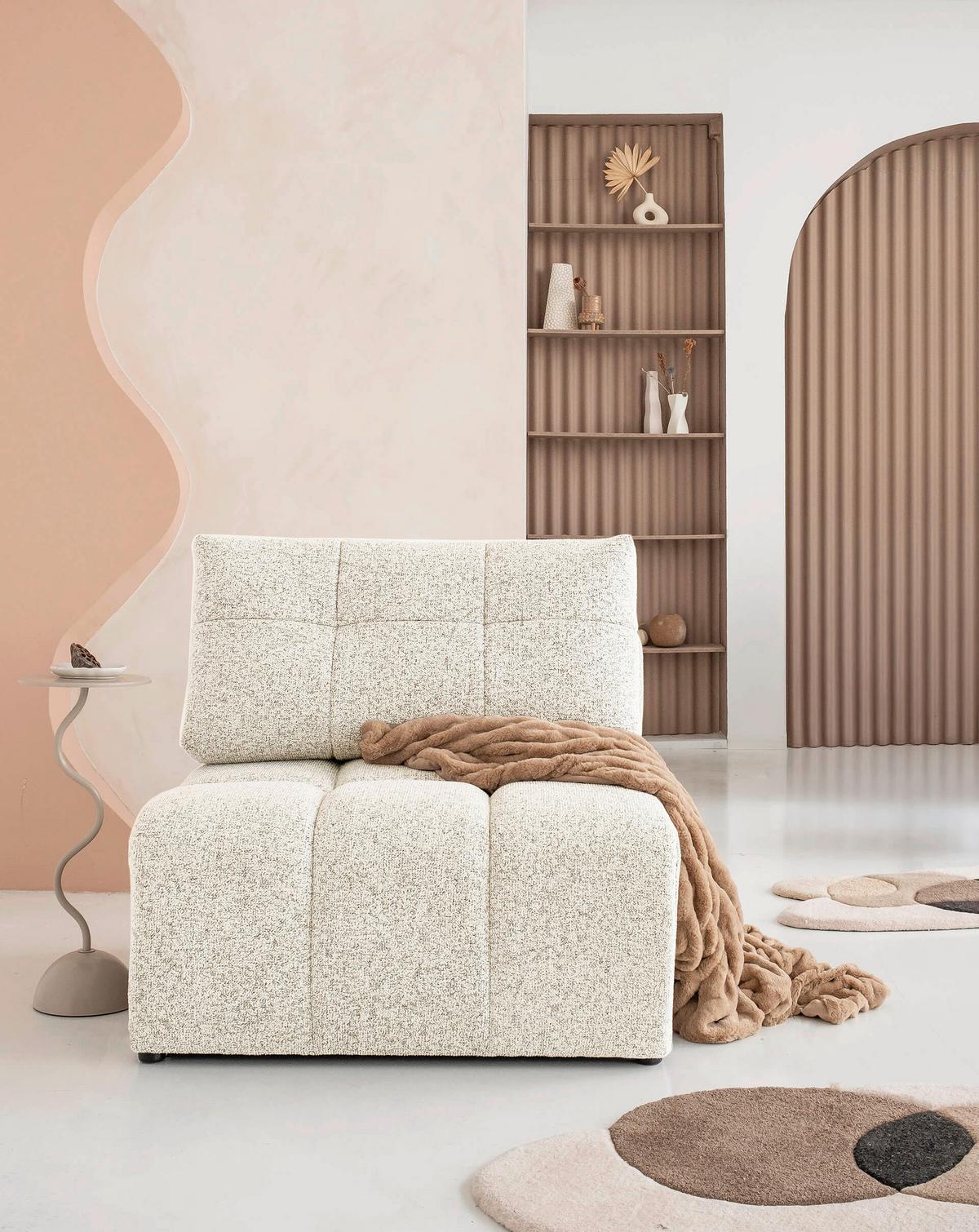 Sofaelement Lulu Beige B: 96cm - Beige/Schwarz, Design, Textil (96/94/96cm) - MID.YOU