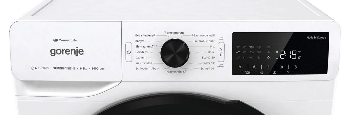 WASCHMASCHINE Füllmenge ca. 8 KG, EEKL: A - Weiß, Basics, Glas/Kunststoff (60/85/46,5cm) - Gorenje