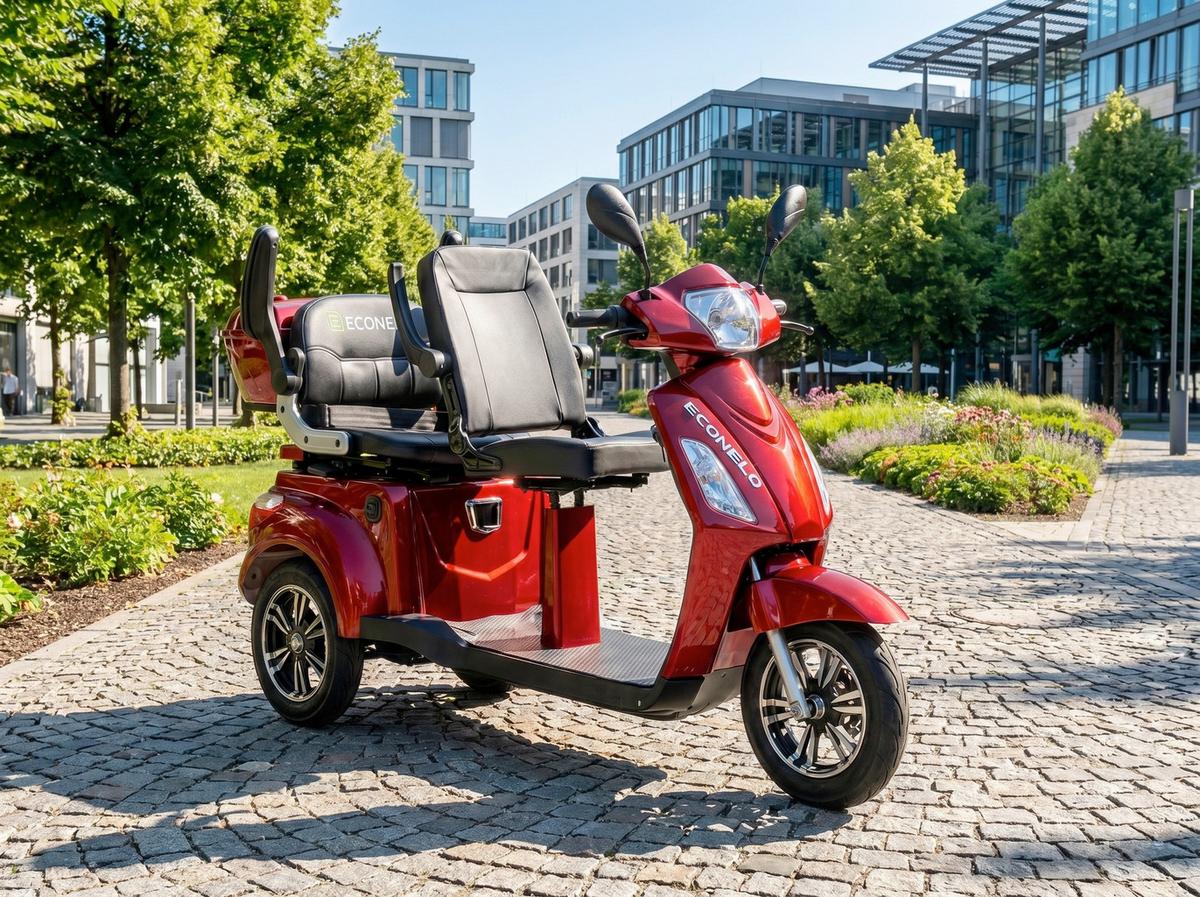 E-Seniorenmobil Billy 2.0 Blei-Akku, 3 Rad, 1000 Watt - Bordeaux, Basics, Metall (165/80/110cm)