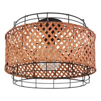 Deckenleuchte Ø 35 cm 1-Flammig Aus Bambus Rund - Dunkelbraun/Schwarz, Natur, Naturmaterialien/Metall (35/24,5cm) - Globo