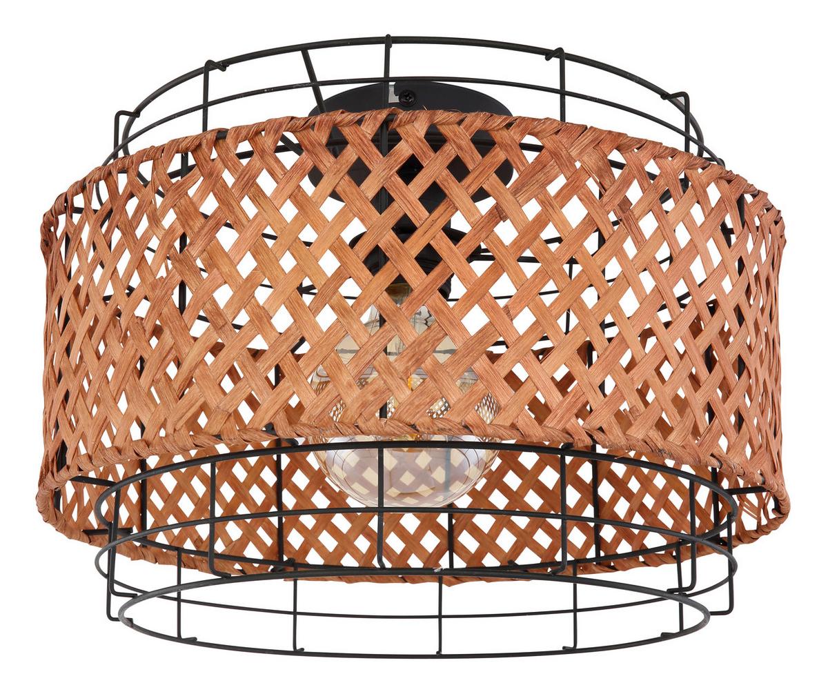 Deckenleuchte Ø 35 cm 1-Flammig Aus Bambus Rund - Dunkelbraun/Schwarz, Natur, Naturmaterialien/Metall (35/24,5cm) - Globo