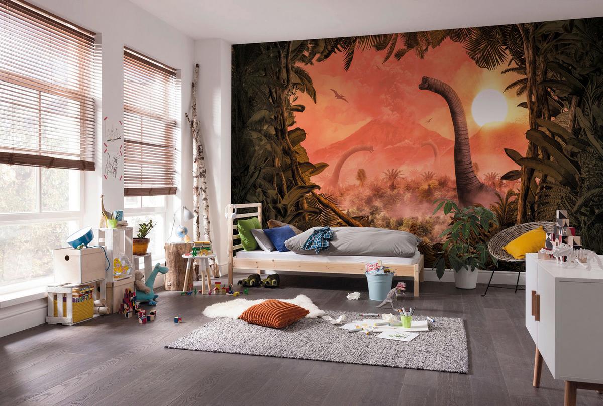 Fototapete Brachiosaurus Panorama - Multicolor, Trend, Papier (500/280cm)