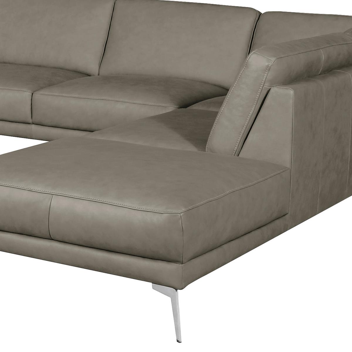 Ecksofa Spring Schwarz Chrom S: 273x250 cm - Chromfarben/Grau, Design, Leder (273/250cm) - Livetastic