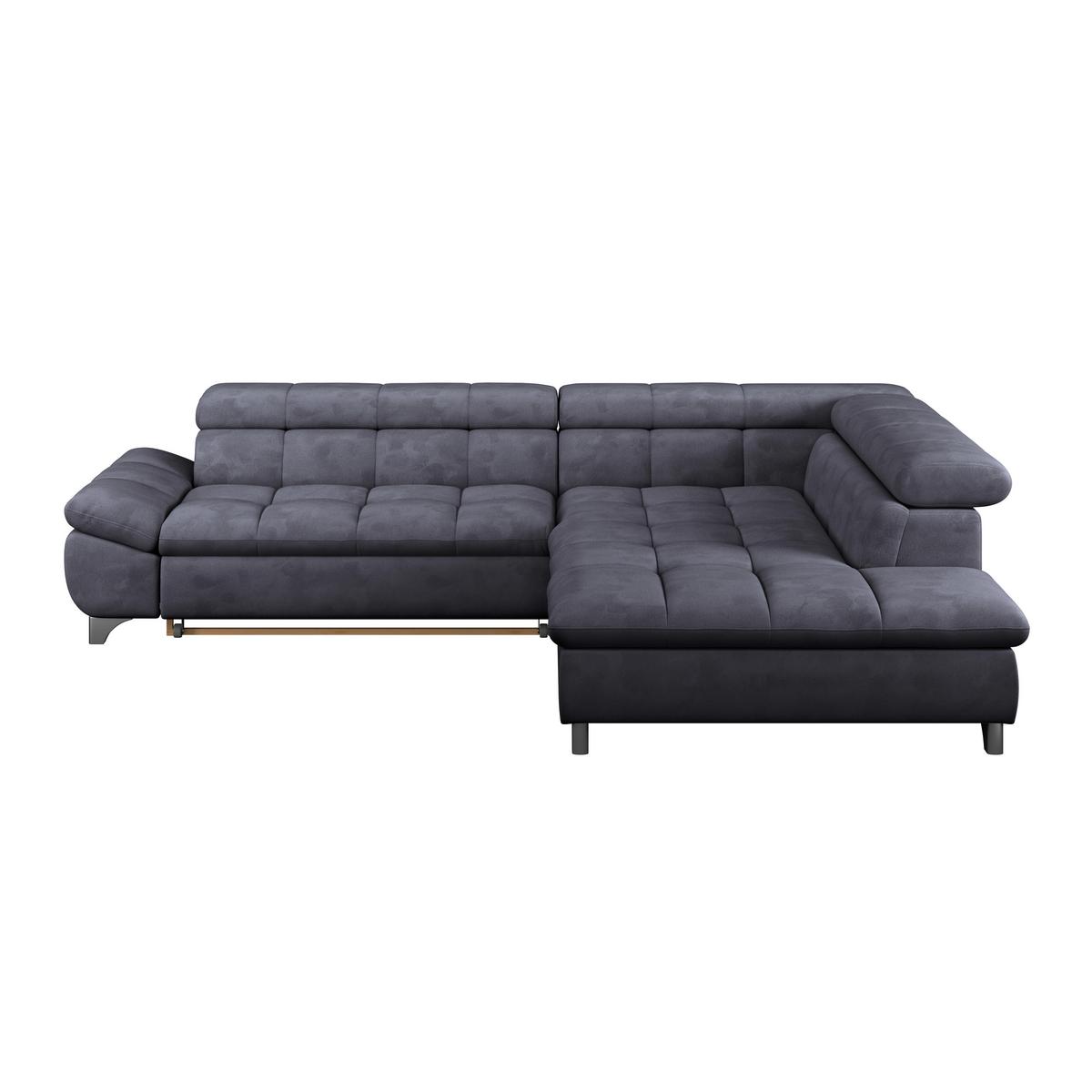 Ecksofa Gemini Dunkelblau, B: 312cm - Chromfarben/Dunkelblau, KONVENTIONELL, Textil (312/234cm)