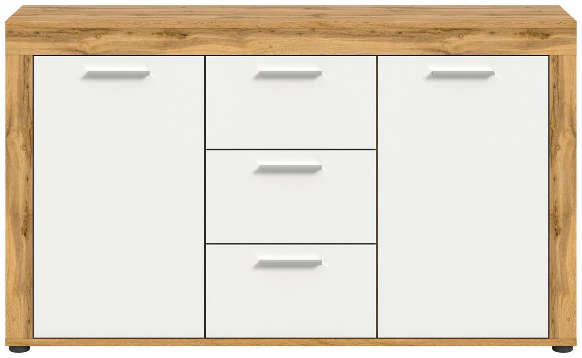 Sideboard Jam Eiche Dekor B: 125 Cm - Eiche Wotan/Schwarz, Design, Holzwerkstoff (125/80/35cm) - MID.YOU