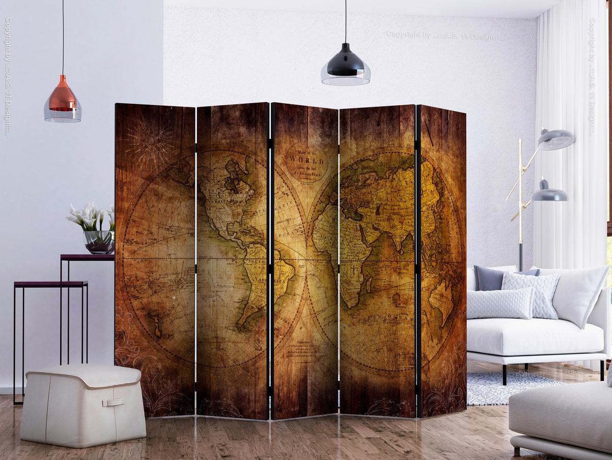Paravent Braun Cognac B: 225 Cm - Cognac/Braun, Basics, Holz/Kunststoff (225/172/3,5cm) - artgeist