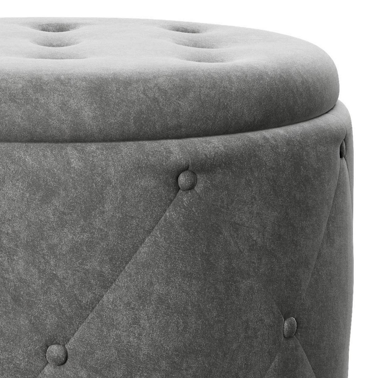 Pouf Liz Samt Anthrazit/gold Dxh 50x40 Cm Mit Stauraum - Goldfarben/Grau, LIFESTYLE, Textil (50/40/50cm) - Playboy
