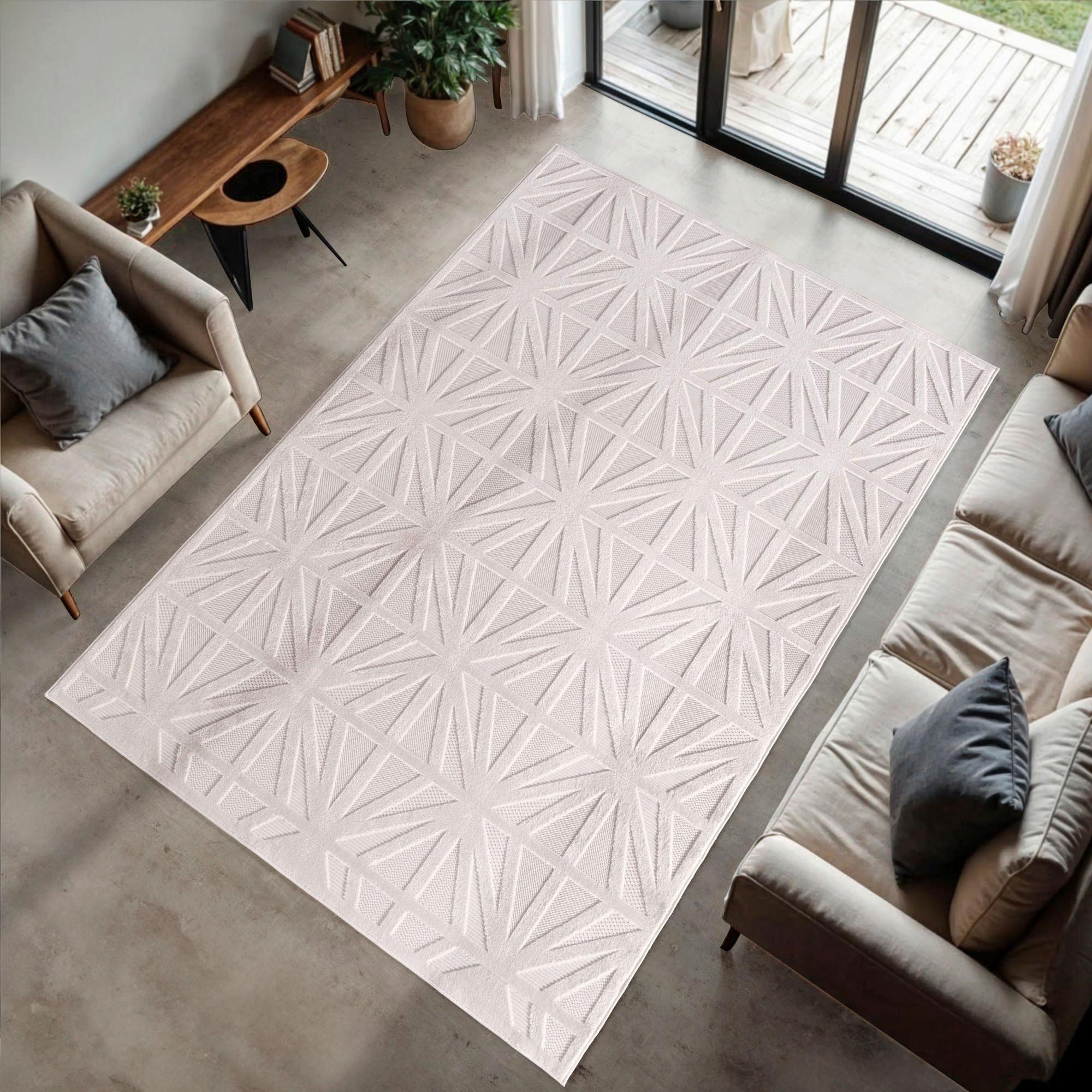 Flachwebteppich, Creme Doha - Creme, Design, Textil (120/170cm)