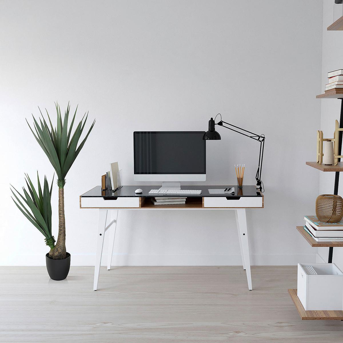 Kunstpflanze Yucca - Schwarz/Braun, Basics, Kunststoff (50/135/50cm) - MID.YOU