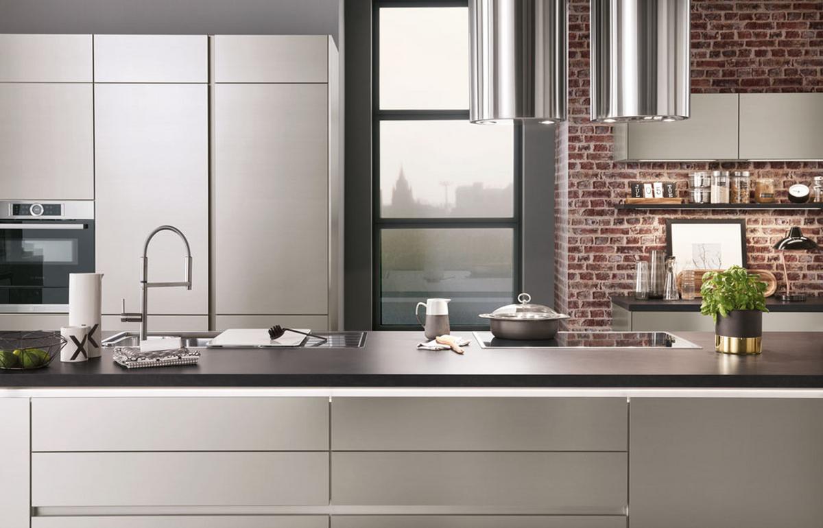 Einbauküche Indiana Frei Planbar Modern, Grifflos - Anthrazit/Weiß, MODERN, Holzwerkstoff - Vertico