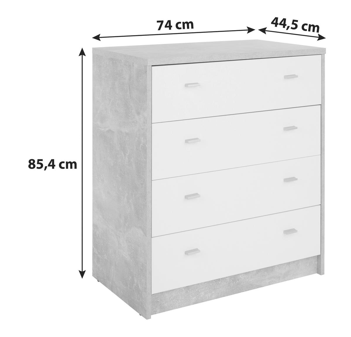 Kommode B 74cm 4-You New, Wotan Eiche Dekor/Weiß - Eichefarben/Schwarz, MODERN, Holzwerkstoff (74/85,4/44,5cm)