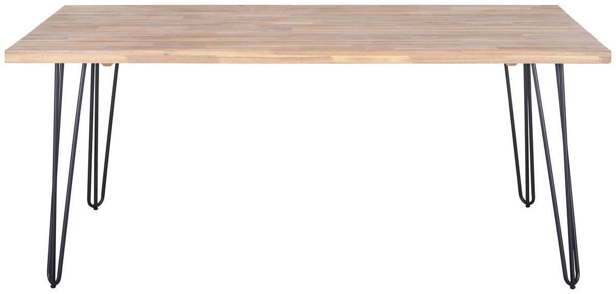 Gartentisch Bergen Aus Akazienholz L: 180 Cm - Schwarz/Akaziefarben, MODERN, Holz/Metall (180/75/100cm) - Beldano