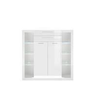 Highboard Meran Weiß B: 141 cm - Weiß Hochglanz/Weiß, Design, Glas/Holzwerkstoff (141/139/37cm) - MID.YOU