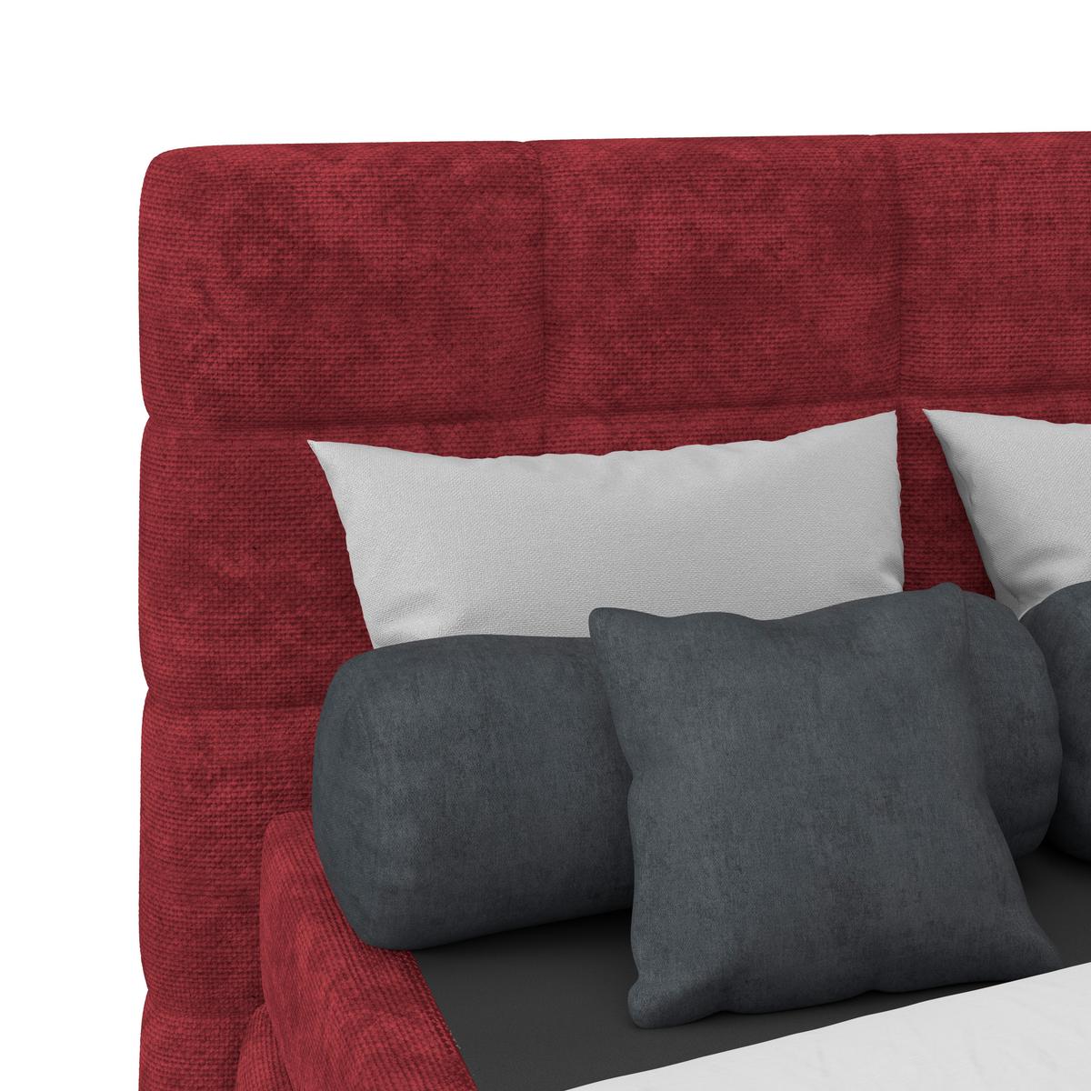 Čalúnená posteľ VEGA 140x200 cm, vinovočervená - čierna/vínovočervená, Trend, drevo/textil (140/200cm)