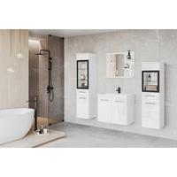 Badezimmer Madrit-Set 5-tlg weiß/weiß HG, B: 120,4 cm - Weiß Hochglanz/Weiß, LIFESTYLE, Glas/Keramik (120,4/131,5/34,5cm) - P & B