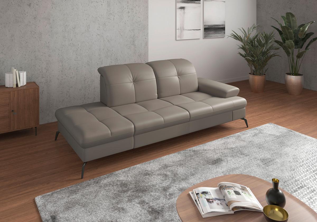 Récamiere Amica E, Grau B: 231 Cm - Schwarz/Grau, KONVENTIONELL, Leder (231/90/122cm) - Sit & More