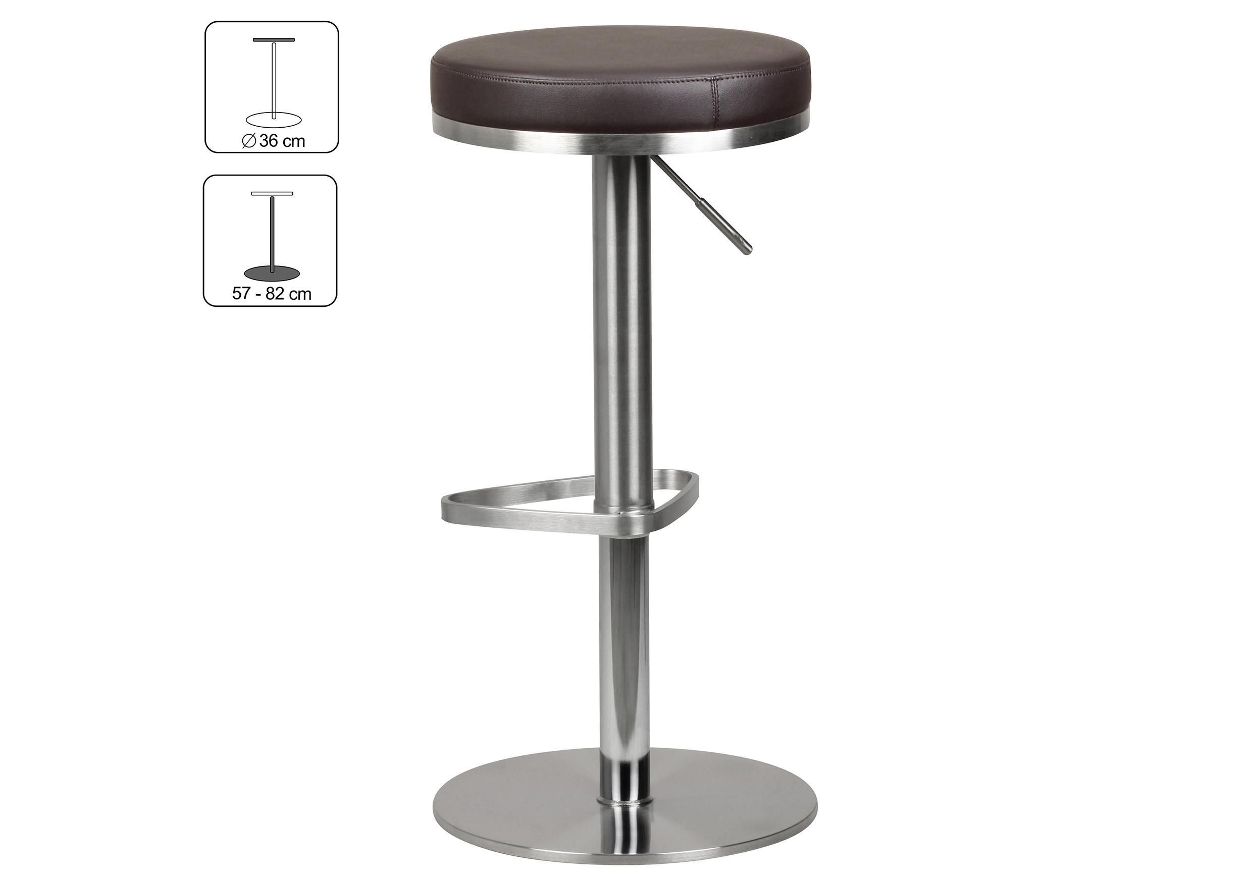 Barhocker höhenverstellbar und 360° drehbar Braun - Silberfarben/Braun, MODERN, Textil/Metall (38/57/38cm) - MID.YOU