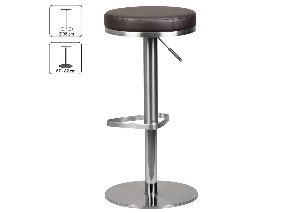 Barhocker höhenverstellbar und 360° drehbar Braun - Silberfarben/Braun, MODERN, Textil/Metall (38/57/38cm) - MID.YOU