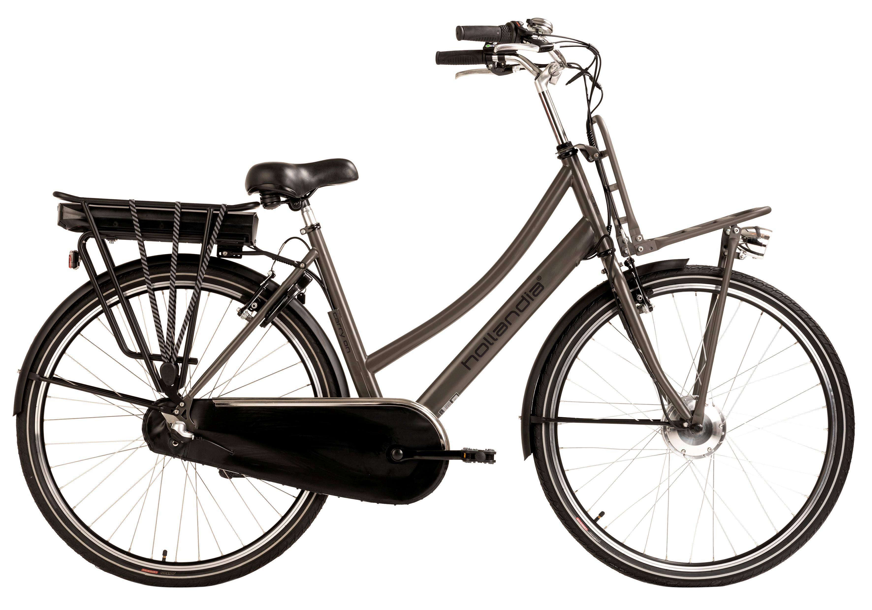 E-bike City Damen Hollandia Carry 28 Zoll 120km - Grau, Basics, Metall (180/70/100cm)