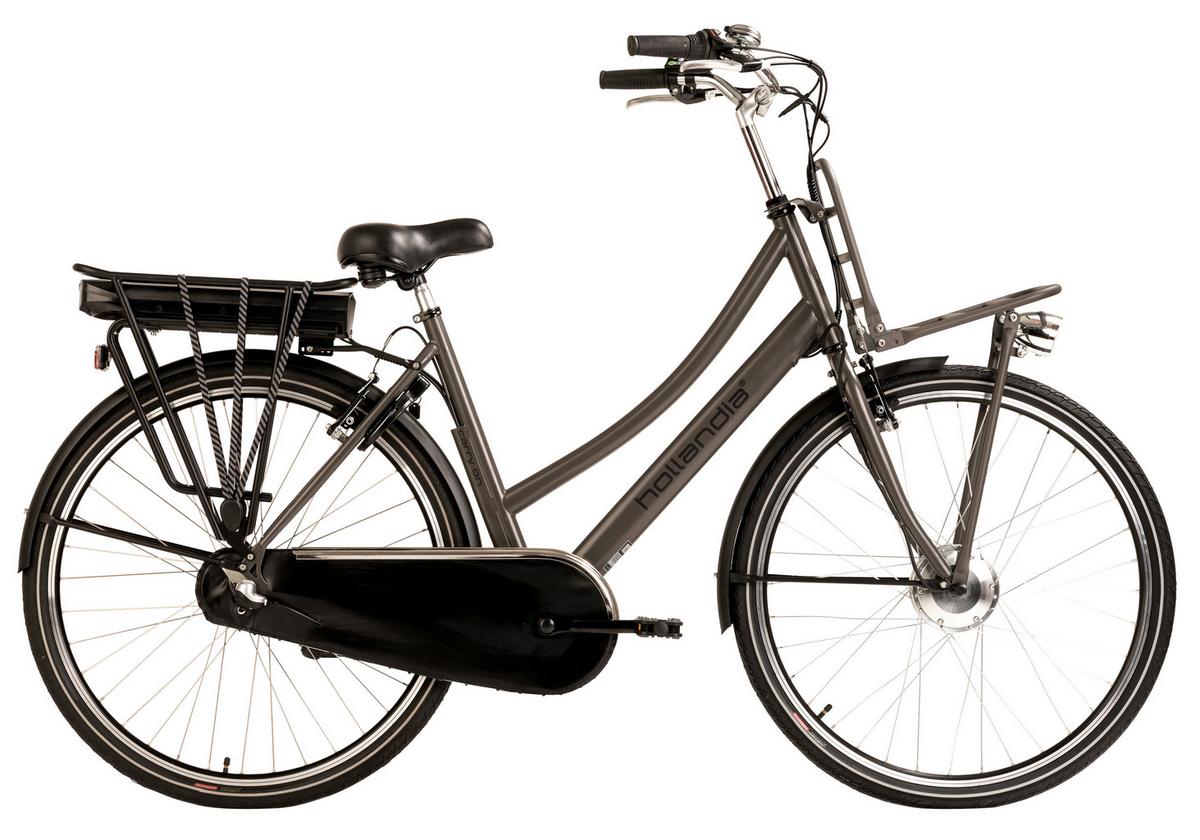 E-bike City Damen Hollandia Carry 28 Zoll 120km - Grau, Basics, Metall (180/70/100cm)