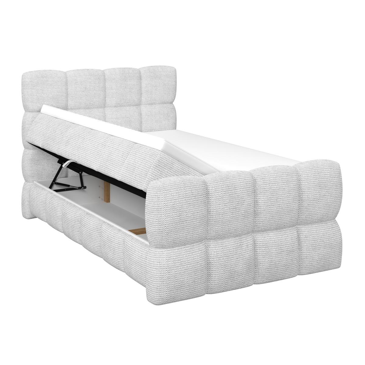 BOXSPRINGBETT inkl. Bettkasten 120x220 - Grauweiß/Schwarz, Trend, Holz/Holzwerkstoff (120/220cm) - Sembella