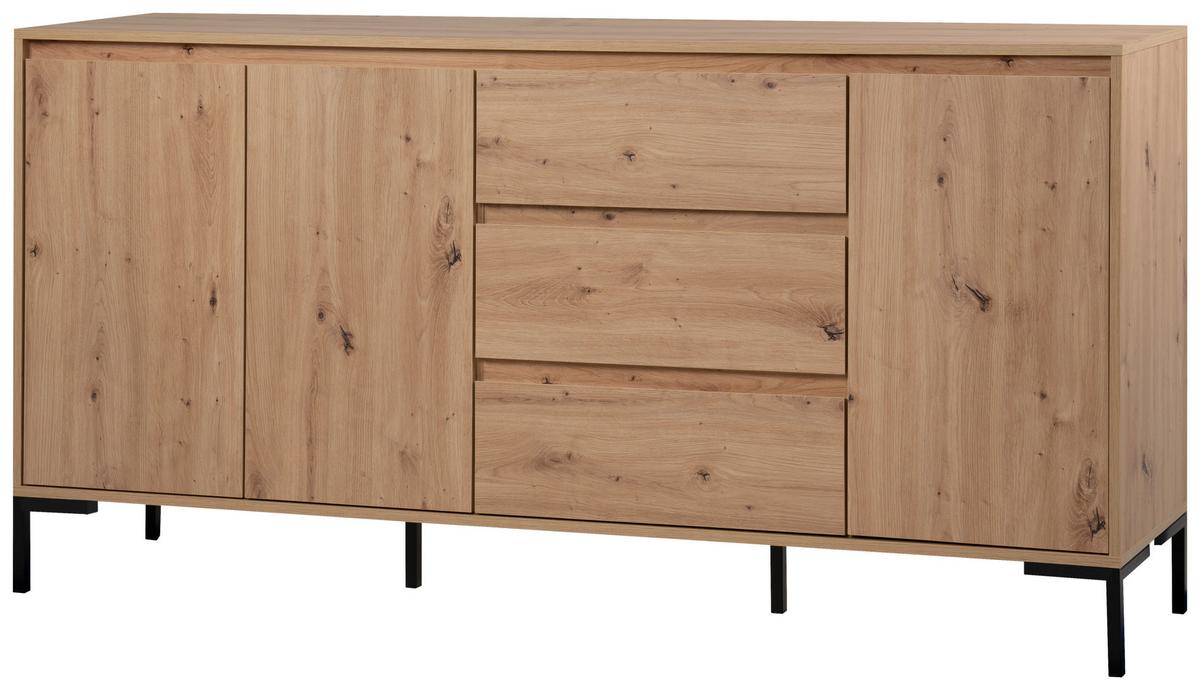 Sideboard 150cm Korsika Eiche Artisan Dekor - Schwarz/Eiche Artisan, Design, Holzwerkstoff (170/87/40cm) - MID.YOU