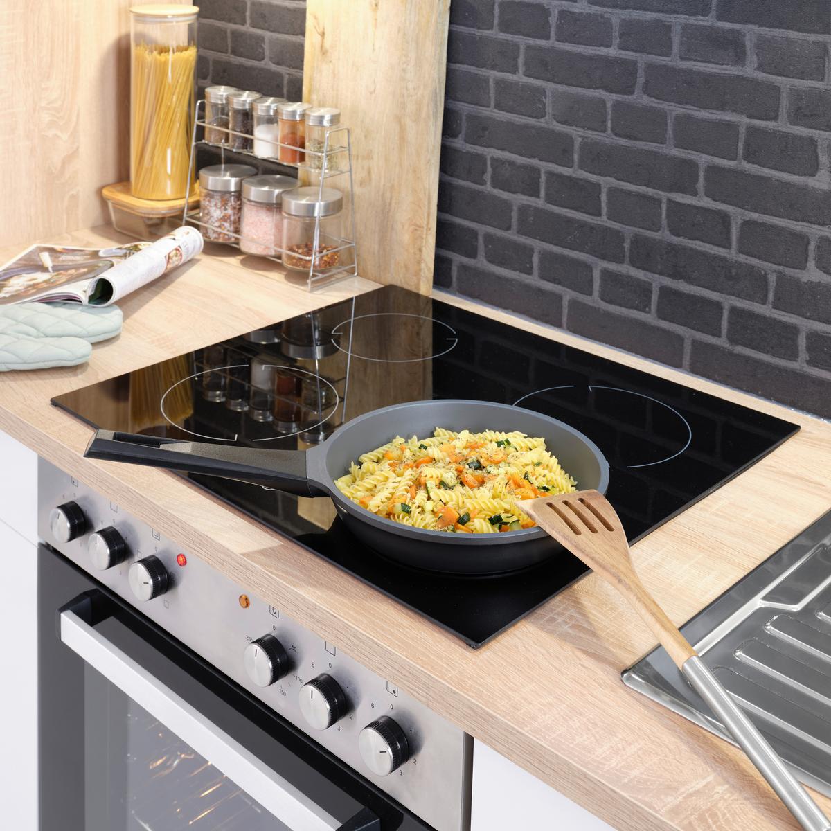 Kuchynský blok LEXA vrát.5 spotrebičov,šírka 280cm - biela/farba ušľachtilej ocele, Modern, kompozitné drevo/plast (280/200/60cm) - Based