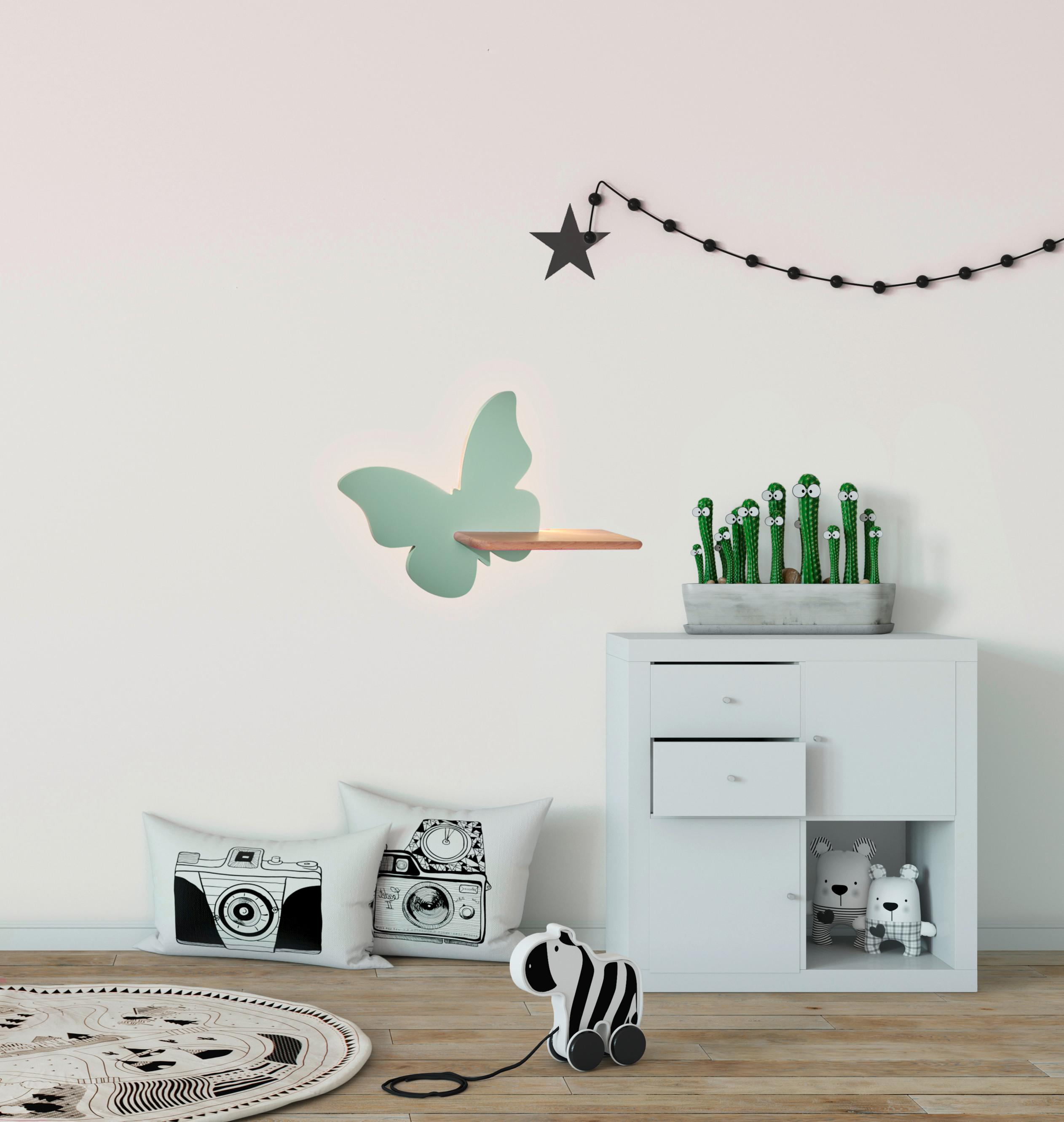 Kinderwandleuchte 21-85160 Butterfly - Mintgrün, Basics, Holz/Holzwerkstoff (40/12/29.5cm)