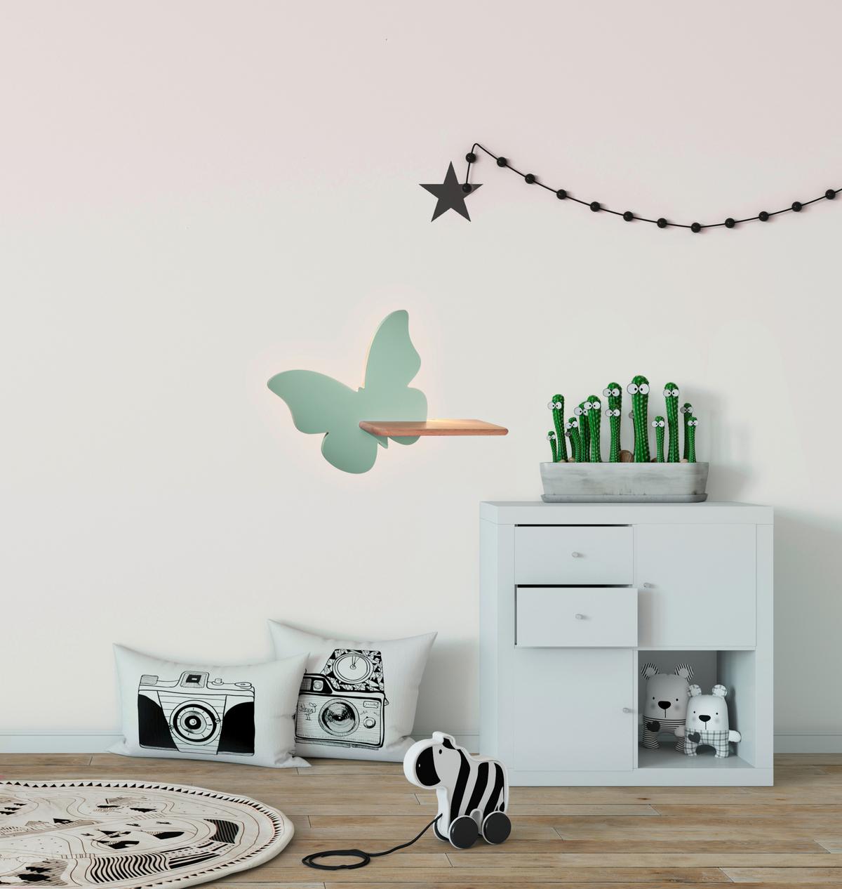 Kinderwandleuchte 21-84880 Butterfly - Mintgrün, Basics, Holz/Holzwerkstoff (40/12/29.5cm)