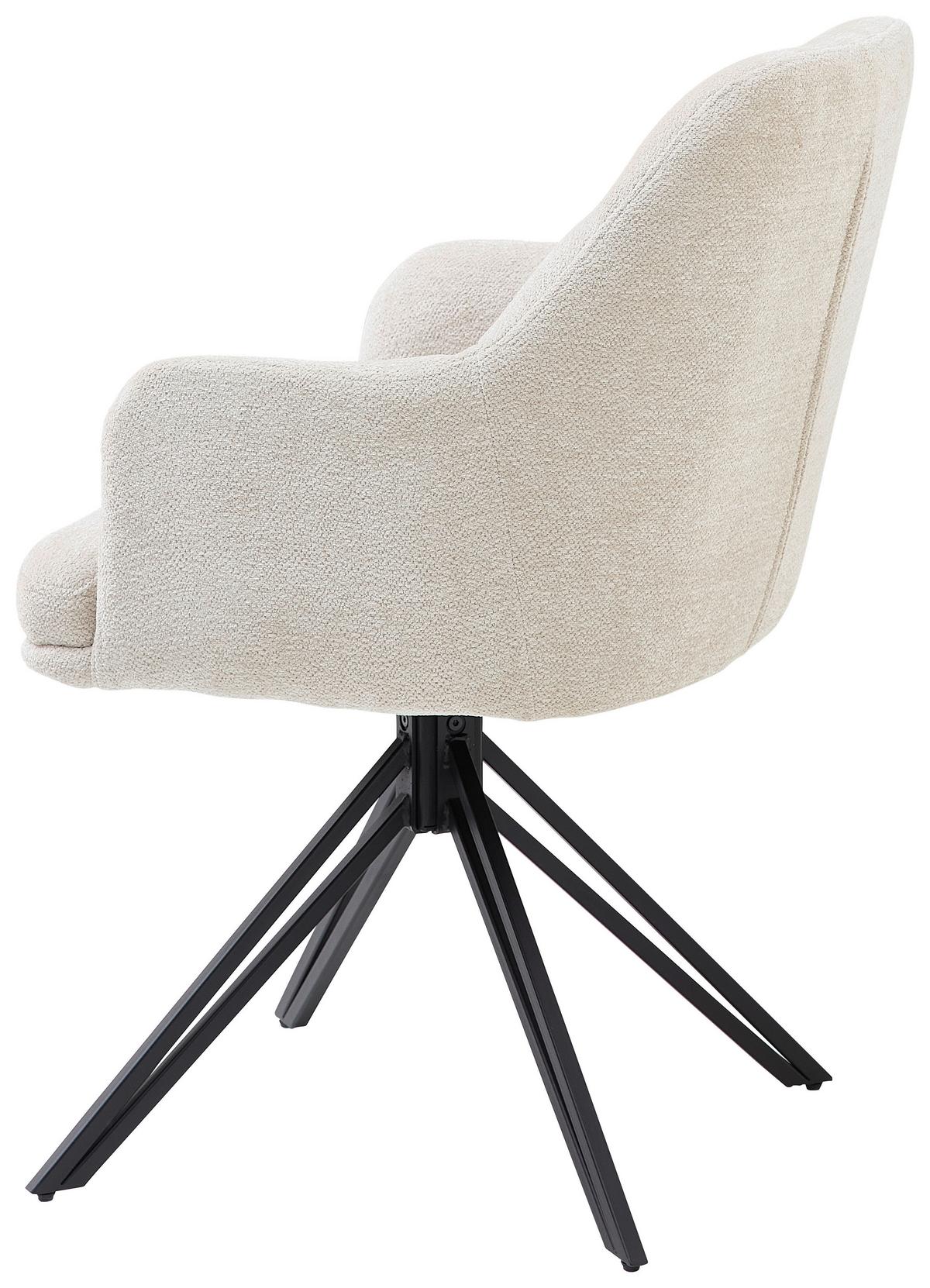 Armlehnstuhl Emilia - Beige/Schwarz, MODERN, Textil/Metall (46,5/85,5/60cm) - MID.YOU