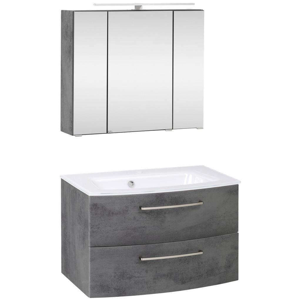 Badmöbel-Set 3-Tlg inkl. LED Stockholm 80cm Weiß