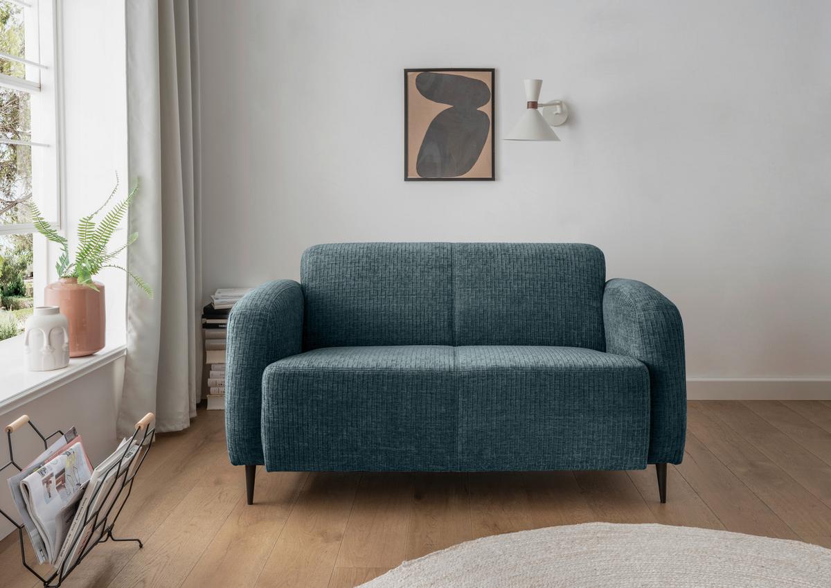 2-Sitzer-Sofa Marone Blau B: 140cm - Blau/Schwarz, MODERN, Textil (140/76/90cm) - Livetastic