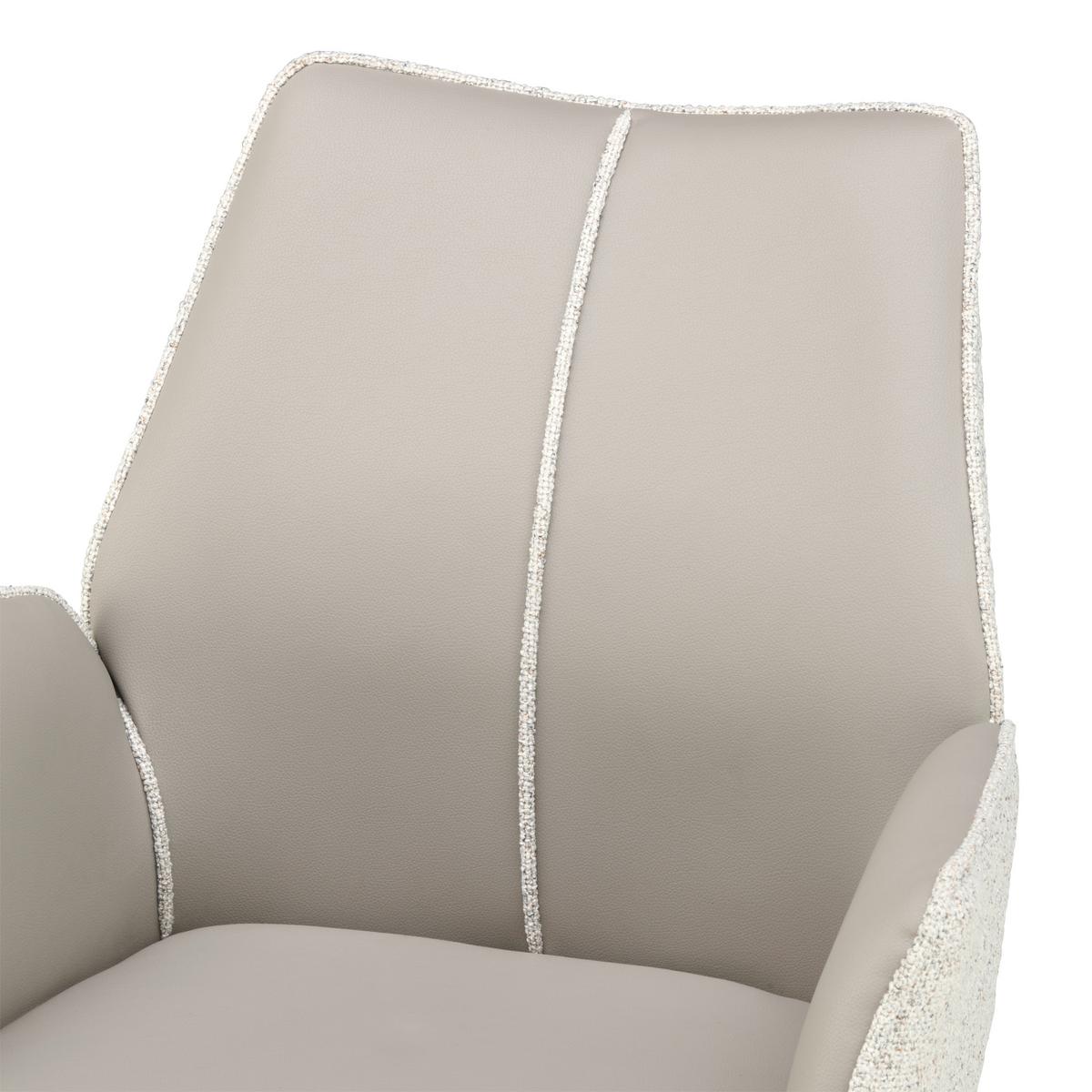 Armlehnstuhl Darcy Lederlook Grau 360° Drehbar - Champagner/Grau, KONVENTIONELL, Textil/Metall (61/82,5/61cm) - Livetastic