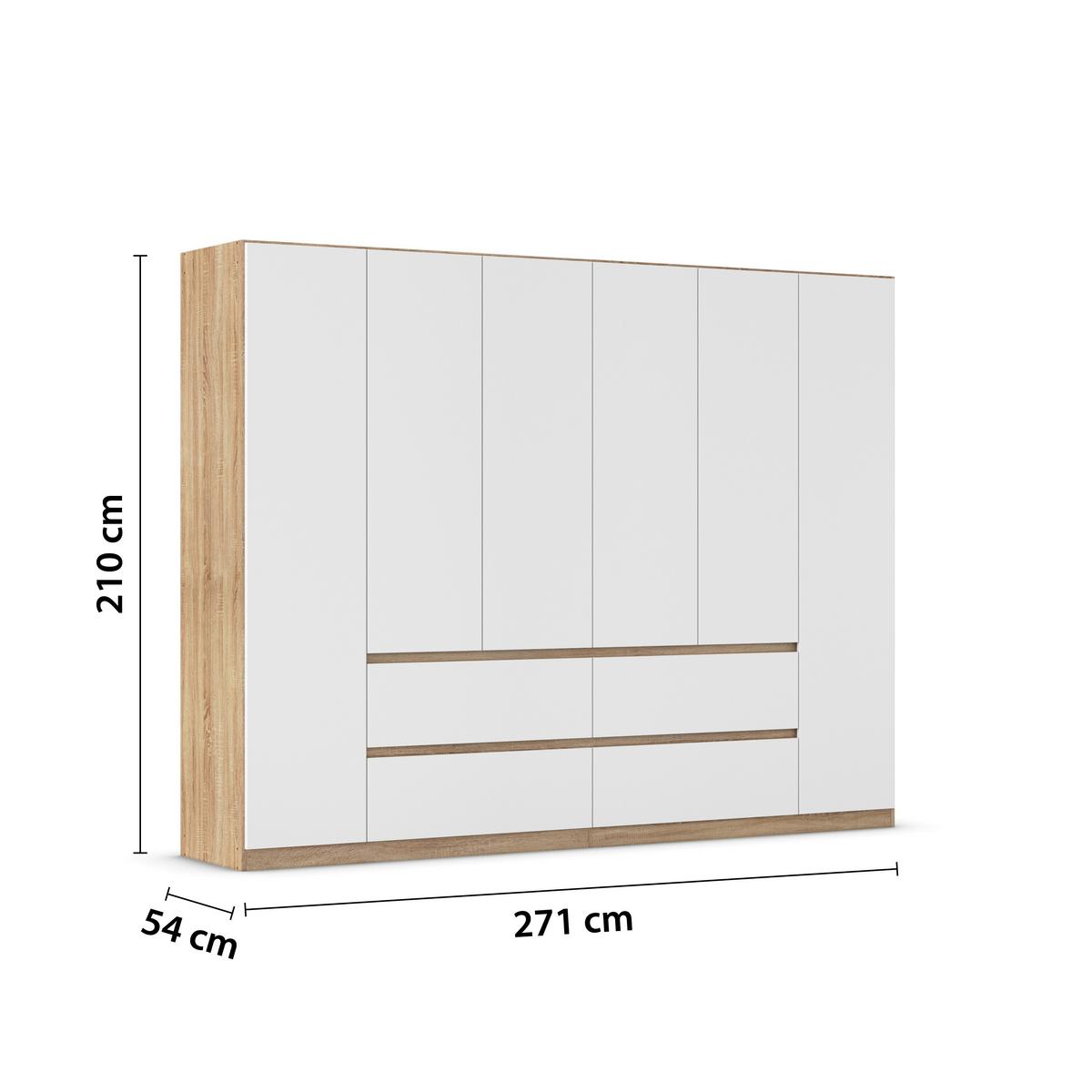 Drehtürenschrank Mainz Eichefarben Mainz B: 271 cm - Eichefarben/Weiß, Basics, Holzwerkstoff (271/210/54cm) - Rauch Möbel