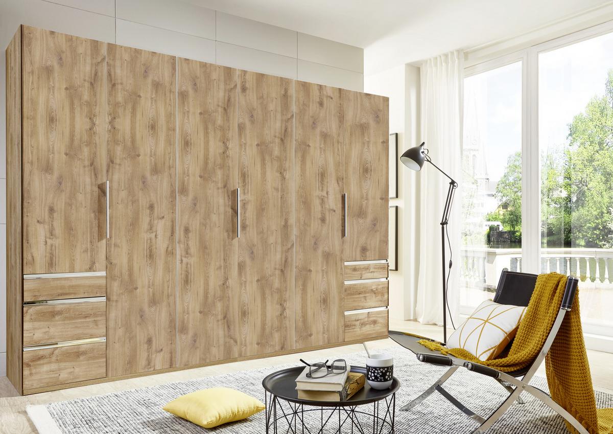 Drehtürenschrank Mit Laden 300cm Level 36a, Eiche Dekor - Eichefarben, MODERN, Holzwerkstoff (300/216/58cm) - MID.YOU